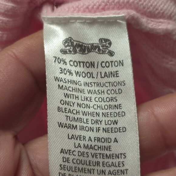 Le Tigre Pink V-neck Pullover Sweater Women's Size Large Logo Cotton Wool - Picture 5 of 9